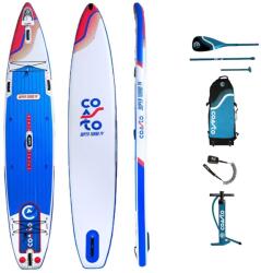 COASTO Felfújható Race Super Turbo Dropstitch TTS Állószörf 427x71x15cm 14'x28x6" fehér|kék|vörös