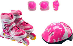 Action Pinky roller szett sisakkal és hátizsákvédővel, S-es méret (31-34), rózsaszínű 34 rózsaszín