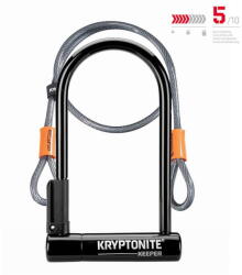 Kryptonite Zár U-lakat KEEPER STD 12mm acél, 4"x8" + hurokkábel fekete