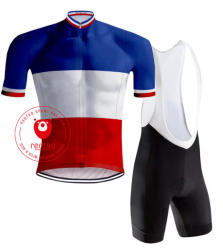 REDTED Francia Tricolor Champion Retro kerékpáros ruházat - RedTed XL fehér|vörös