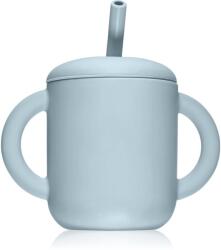 Mushie Training Cup with Straw bögre szívószállal Powder-blue