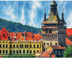Criando Goblen cu Diamante patrate, 40x50 cm, Turnul cu Ceas din Sighișoara, GBN-511 (GBN511_4050)