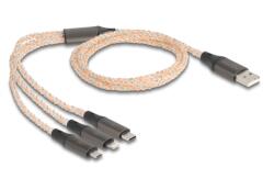 Delock Cablu de date Delock 3-in-1 88158, USB-A male - Lightning/Micro USB/USB-C, 1.20m, Clear (88158)