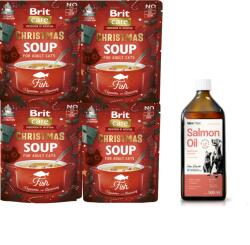 Brit BRIT Macska karácsonyi halászlé hal 4x75g + LAB V vitaminos lazacolaj 500ml