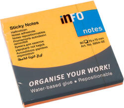 INFO NOTES Самоз лист Info Notes Оранжев неон 75х75mm 80 л (1901017-61-5654-35)