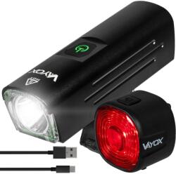 Vayox VA0046 + VA0156 első és hátsó LED-es kerékpárlámpák szettje 0, 1 MM fekete