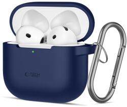  Tech- Protect Hook AirPods 4 tartó - kék szilikon tok, karabinerrel - tokgalaxis