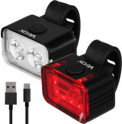 Vayox VA0153 + VA0152 első és hátsó USB-C kerékpárlámpák szettje 0, 1 MM fekete