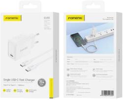FONENG EU55 1XUSB-C GAN PD 20W Hálózati gyorstöltő ( +TypeC - TypeC kábel), fehér