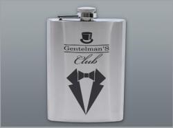 Padonio Szálcsiszolt króm színű rozsdamentes acél flaska, laposüveg 6 oz. = 1.77 dl - Gentlemans Club felirattal (DM-6-4014)