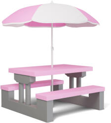 Spielwerk Set de șezut pentru copii cu umbrelă de soare JASMIN, 67x78, 5x42, 5cm, roz/gri