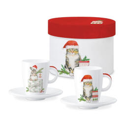 PPD Porcelán eszpresszócsésze+alj 75ml, 2 személyes, dobozban, Fridolin & Kitty (362902850)