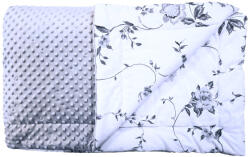 Különlegesen puha, vastag Minky Takaró Petrol Zöld - Elegáns Orhidea motívummal /150 x 200cm