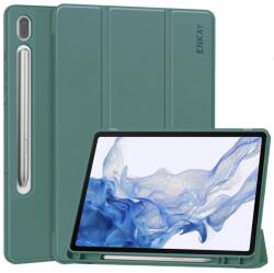 ENKAY LEATHER Flip borító Samsung Galaxy Tab S9 készülékhez sötétzöld