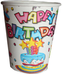 Papír pohár 10 db/cs - happy birthday, tortás