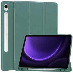 LEATHER Flip borító Samsung Galaxy Tab S10 FE / Tab S9 FE sötétzöld
