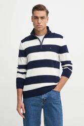 Tommy Hilfiger pulóver kasmír keverékből könnyű, sötétkék, félgarbó nyakú - sötétkék XL