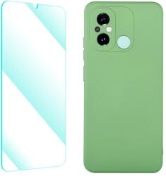 ENKAY SET Szilikon borítás és 2D üveg Xiaomi Redmi 12C világoszöld