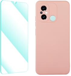 ENKAY SET Szilikon borítás és 2D üveg Xiaomi Redmi 12C rózsaszín