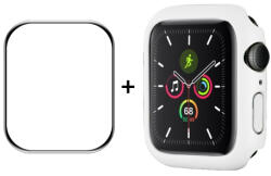 ENKAY Műanyag borítás edzett üveggel Apple Watch 9 / 8 / 7 (45mm) fehér