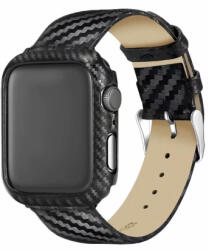  CARBON Bőr szíj + Apple Watch 5 / Watch 4 (40mm) borító fekete