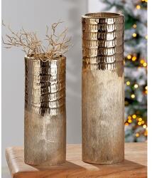  „Trento arany színű matt és fényes strukturált felületű alumínium váza - 35cm
