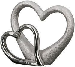  Ezüst színű dupla szív kerámia szobor 25x20cm