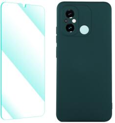 ENKAY SET Szilikon borítás és 2D üveg Xiaomi Redmi 12C sötétzöld