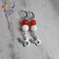 Kristály Jóga Shop Karneol, tejkvarccal 8 mm-es ásvány fülbevaló
