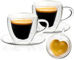 4home Pahare termo 4Home Heart ceașcă cu farfurioară Hot&Cool, 150 ml, 2 buc