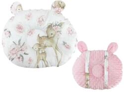 MimiNu Perna bebelusi, miminu, ursulet, multifunctionala, cu doua fete, tesatura pufoasa minky si bumbac, materiale certificate oeko tex standard 100, minky pink/ sweet deer pink