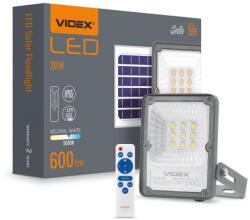Videx Gelio 20 W-os natúr fehér napelemes reflektor (4401) - hobasec