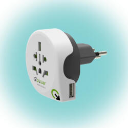 Q2POWER 1.100210 utazóadapter, World to Switzerland USB, indulási ország: AUS/CHINA, IT, UK, CH, BRAZIL, USA, EURO, célország: CH, USB port (1_100210)