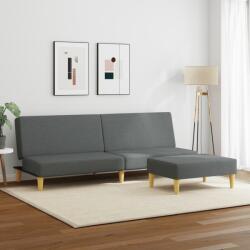 vidaXL Canapea extensibilă cu taburet, 2 locuri, gri închis, textil (3216225)