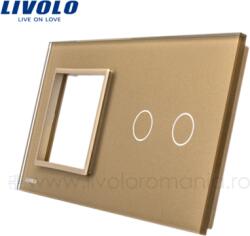 Livolo Rama Priza simpla + Intrerupator dublu Auriu (VL-P7E/02-4A)