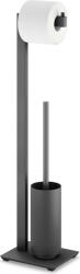 ZACK Suport pentru hârtie igienică Linea negru cu perie de WC (40572)