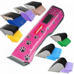 Heiniger Saphir Pink kisállat nyírógép 2 aksival, 7 fésűvel, 1 db Snap On, 10 fejjel (HC-707-730-70-GP-Combs)