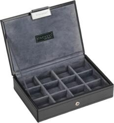 Stackers Cutie pentru butoni manșetă Stackers mini negru-gri cu capac mic (73184)