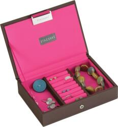 Stackers Casetă pentru bijuterii Stackers mini ciocolatiu-roz cu capac mic (73261)