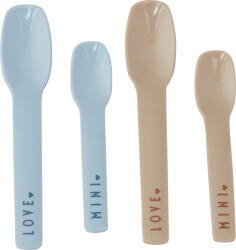 Design Letters Lingurițe pentru copii Mini Favourite bleu-bej 4 buc (20106004LIGHTBLUE) Set pentru masa bebelusi