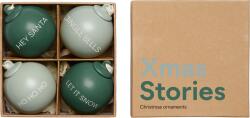 Design Letters Коледни топки Xmas Stories 6 см тъмнозелено и сиво-зелено 4 бр (10105002DGRNDUGREN)