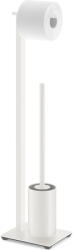 ZACK Perie de WC cu suport pentru hârtie Carvo albă oțel vopsit prin pulverizare (40818)