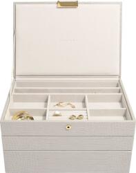 Stackers Casetă pentru bijuterii Stackers Croc triplă classic putty (74370)