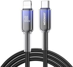 JOYROOM S-A42 Crystal-Clear Series 30W USB-C - Lightning kábel 1.2m - fekete