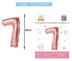 Ante Europe kft Fólia lufi szám - 7 rosegold, 80cm (5999048896452)
