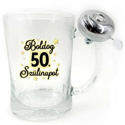 Neves Ajándék Vicces Csengős Söröskorsó - Boldog 50. Szülinapot (VCK006)