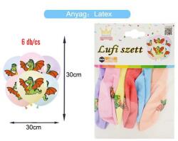 Ante Europe kft Lufi csomag, zöld sárkány piros szívvel mintával, 30cm, 6db (5999048889287)