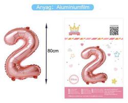 Ante Europe kft Fólia lufi szám - 2 rosegold, 80cm (5999048896407)