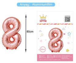 Ante Europe kft Fólia lufi szám - 8 rosegold, 80cm (5999048896469)