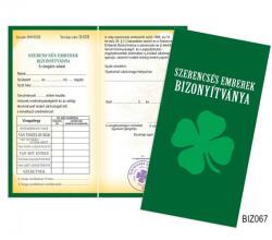 Nevesajándék Bizonyítvány Szerencsés Emberek Bizonyítványa Vicces Ajándék (BIZ067)